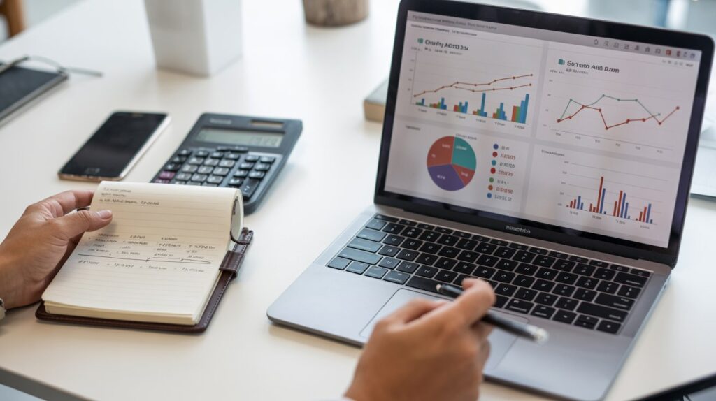 Business analytics dashboard showing dropshipping and print-on-demand market statistics