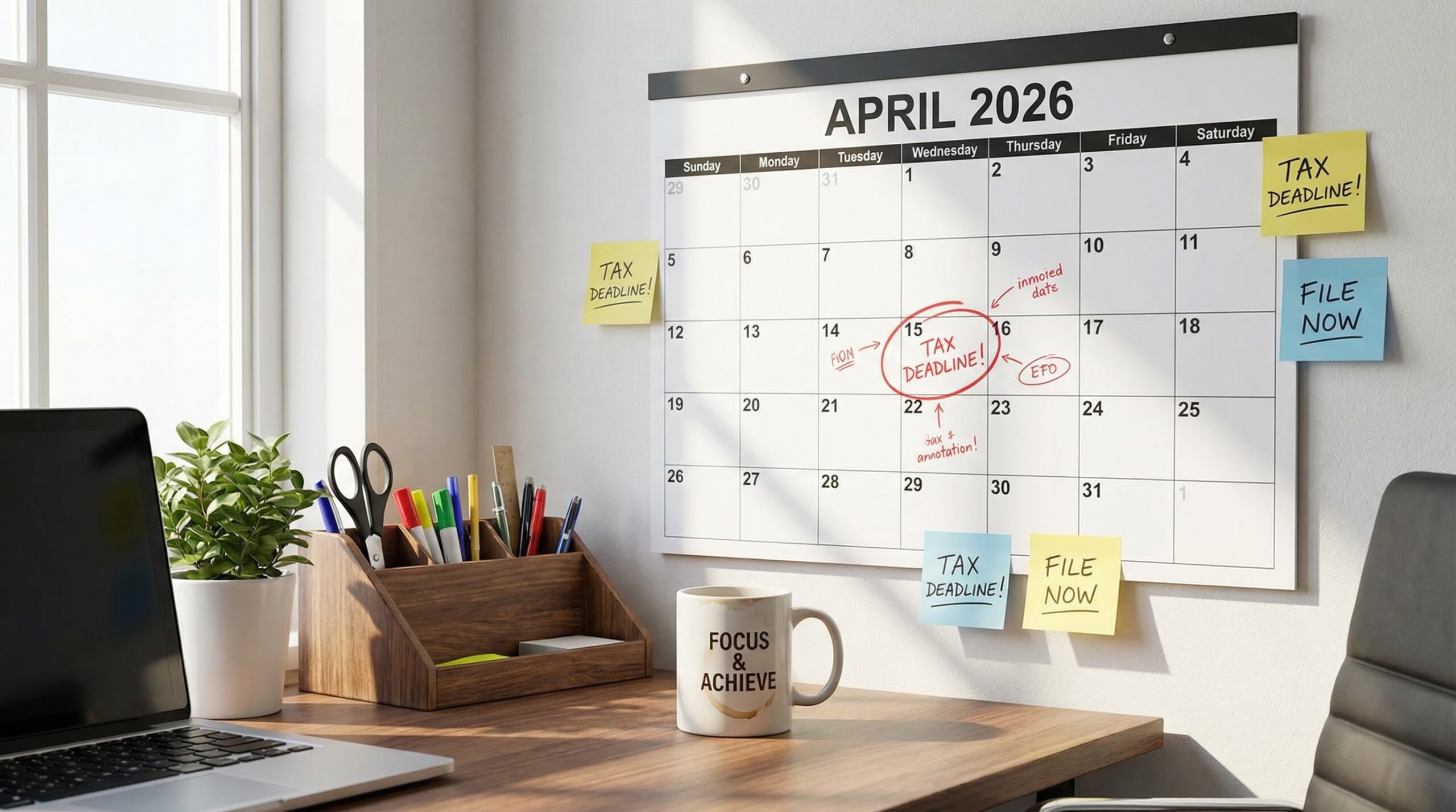 Tax season calendar showing important deadlines