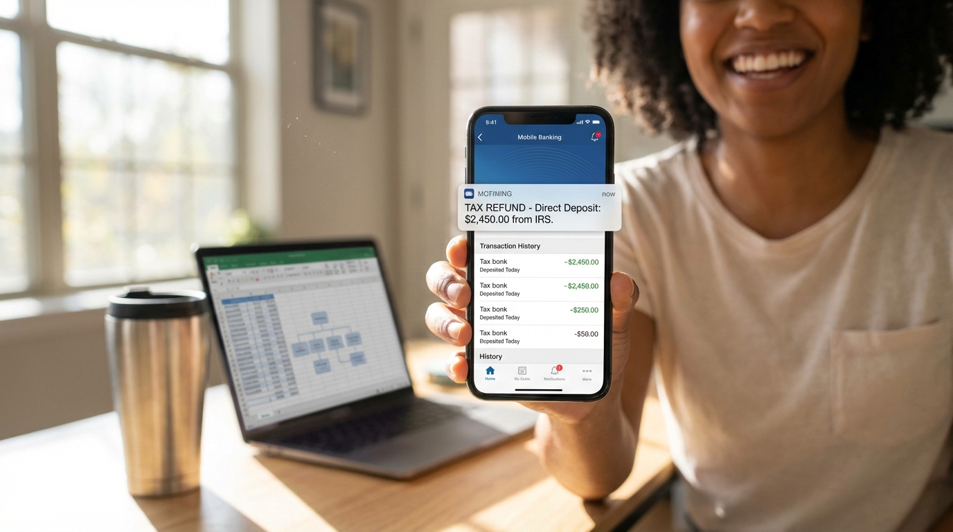 Tax refund direct deposit notification