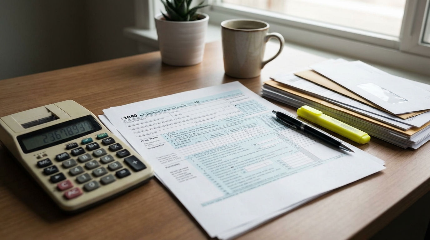 Tax forms with calculator for accurate filing