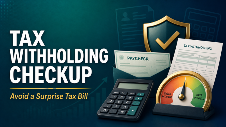 Tax withholding checkup with paycheck calculator W-4 form and withholding gauge