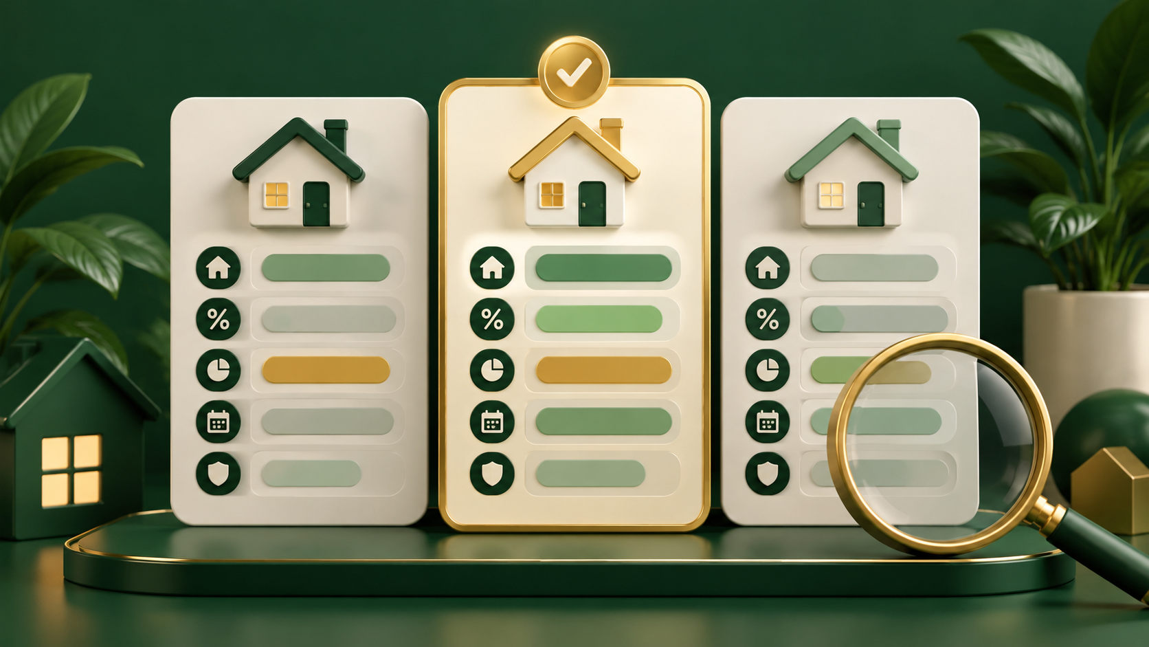 Three anonymous mortgage offers shown in a comparison board